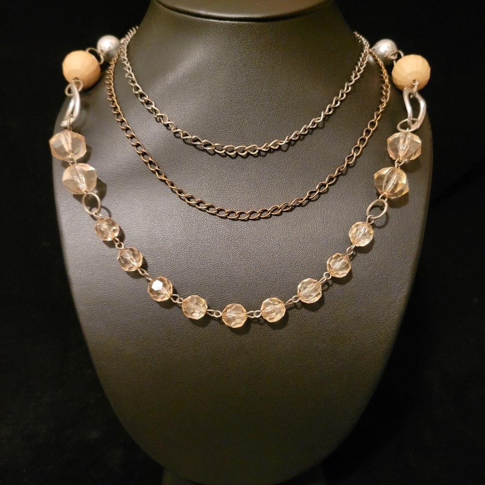 Estate Faceted Lucite Beaded Layered Necklace